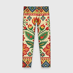 Леггинсы для девочки Славянский узор и орнамент, цвет: 3D-принт
