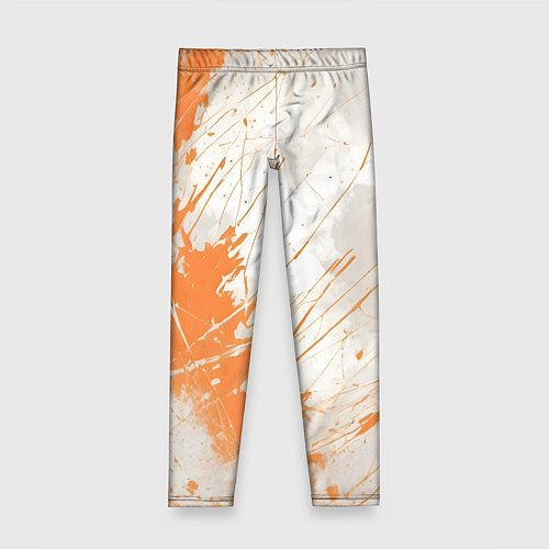 Детские легинсы Оранжевая краска на белом / 3D-принт – фото 1