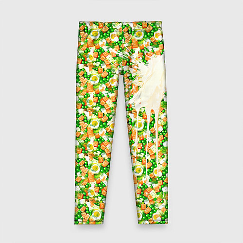 Детские легинсы Салат Оливье с майонезом / 3D-принт – фото 1