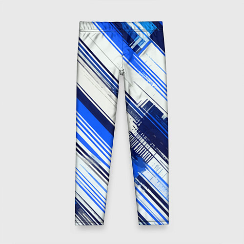 Детские легинсы Синие диагональные полосы на белом фоне / 3D-принт – фото 1