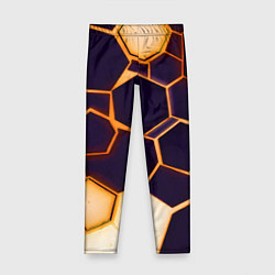 Леггинсы для девочки Чёрные шестиугольники на чёрном фоне, цвет: 3D-принт