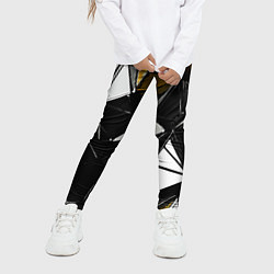 Леггинсы для девочки Жёлто-белые рельефные треугольники на чёрном фоне, цвет: 3D-принт — фото 2