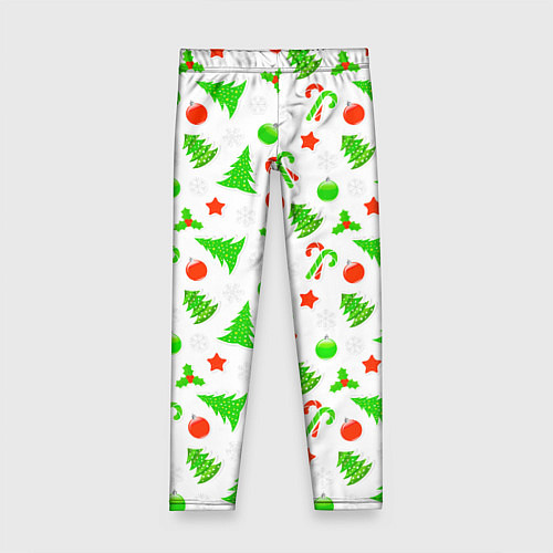 Детские легинсы Новогодний ёлочный паттерн / 3D-принт – фото 1