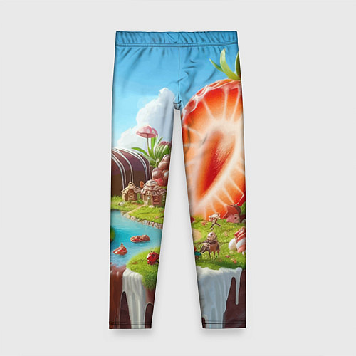 Детские легинсы Клубничная планета - нейроарт фантазия / 3D-принт – фото 1