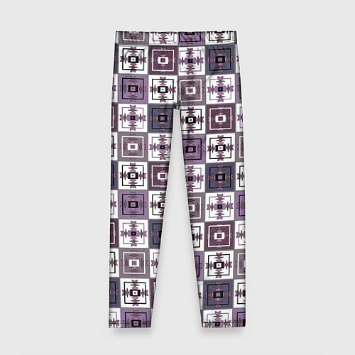 Детские легинсы Серый сиреневый геометрический узор пэчворк / 3D-принт – фото 1