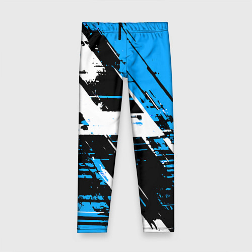Детские легинсы Diagonal black and white stripes on a blue backgro / 3D-принт – фото 1