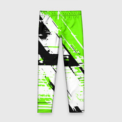 Детские легинсы Diagonal black and green stripes on a white backgr