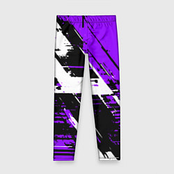 Детские легинсы Diagonal black and white stripes on a purple backg