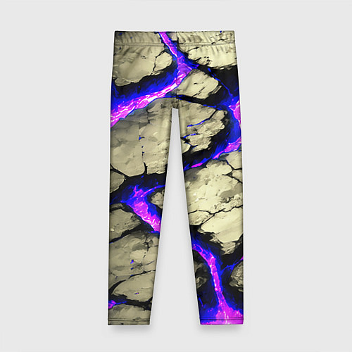 Детские легинсы Треснувший камень фиолетовый / 3D-принт – фото 1