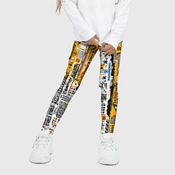 Леггинсы для девочки Cyberpunk pattern yellow, цвет: 3D-принт — фото 2