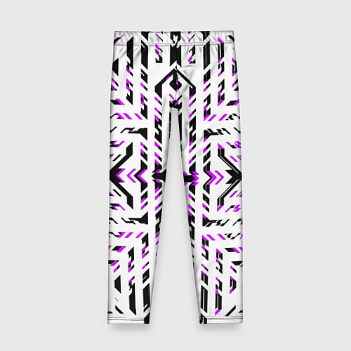 Детские легинсы Чёрно-фиолетовые диагональные полосы на белом фоне / 3D-принт – фото 1