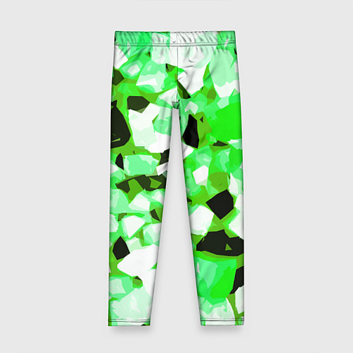 Детские легинсы Green and white abstraction on a black background / 3D-принт – фото 1