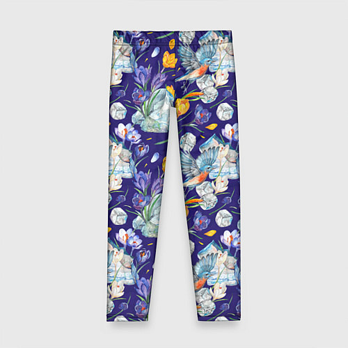 Детские легинсы Крокусы и зяблик во льдах / 3D-принт – фото 1