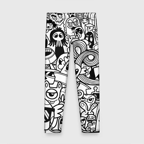 Детские легинсы Black and white doddle monsters / 3D-принт – фото 1
