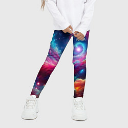 Леггинсы для девочки Неоновая галактическая спираль - нейроарт, цвет: 3D-принт — фото 2