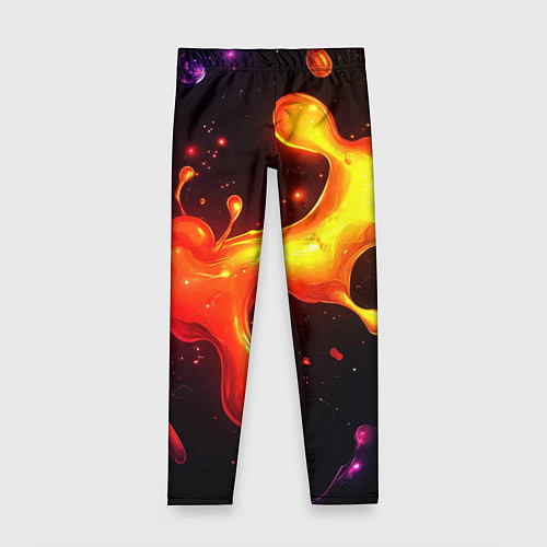 Детские легинсы Радужные кляксы на черном фоне / 3D-принт – фото 1