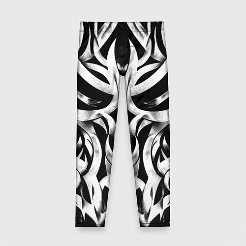 Детские легинсы Абстрактный узор - изогнутые формы трайбл татуиров / 3D-принт – фото 1