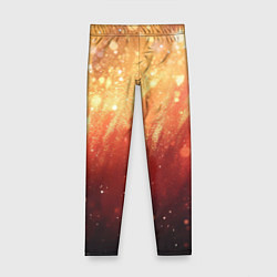 Леггинсы для девочки Желто-красная текстура блестящая, цвет: 3D-принт