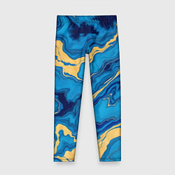 Леггинсы для девочки Синий мрамор с золотом, цвет: 3D-принт