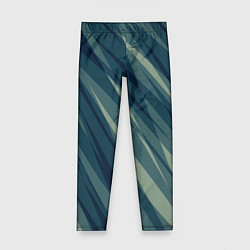 Леггинсы для девочки Зеленовато-синий полосы, цвет: 3D-принт