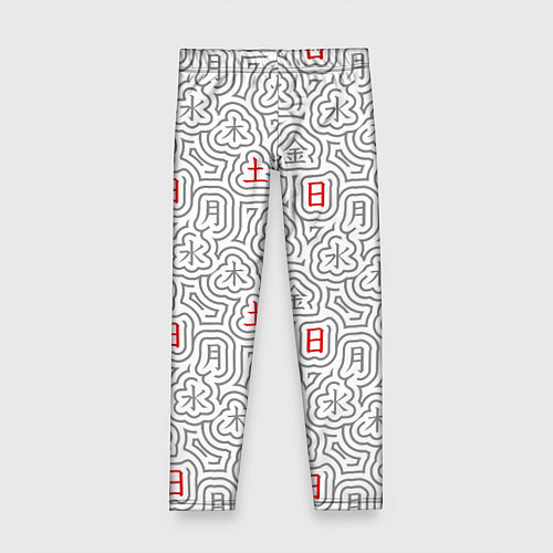 Детские легинсы Серые будни и красные выходные иероглифами / 3D-принт – фото 1