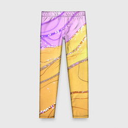 Леггинсы для девочки Фиолетово-золотая текстура с блестяшками, цвет: 3D-принт