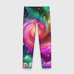 Леггинсы для девочки Космическая неоновая фантазия - нейроарт, цвет: 3D-принт
