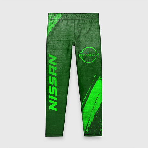 Детские легинсы Nissan - green gradient вертикально / 3D-принт – фото 1