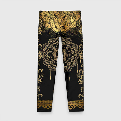 Детские легинсы Лотос мандала и символ Ом с золотыми узорами / 3D-принт – фото 1