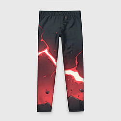 Леггинсы для девочки Красная молния на черной текстуре, цвет: 3D-принт