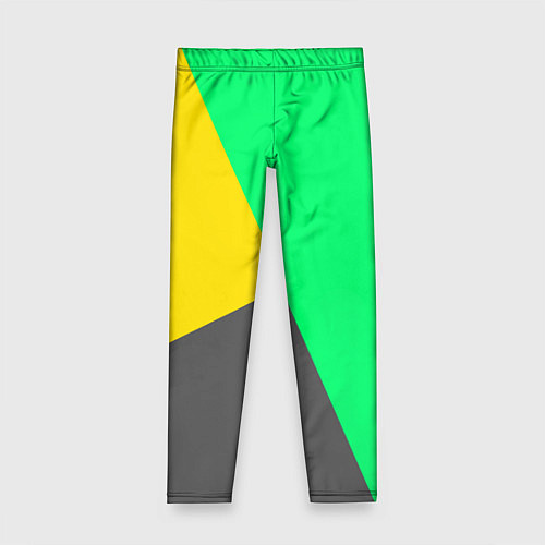Детские легинсы Жёлто-серо-зелёный трёхцветный / 3D-принт – фото 1