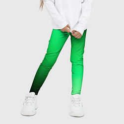 Леггинсы для девочки Чёрно-зелёный градиент пополам, цвет: 3D-принт — фото 2