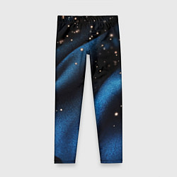 Леггинсы для девочки Синяя волнистая текстура на черном, цвет: 3D-принт