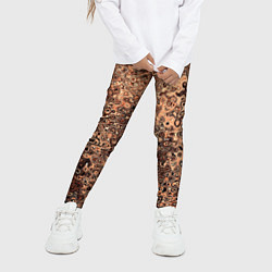Леггинсы для девочки Светлый коричневый абстрактная текстура, цвет: 3D-принт — фото 2