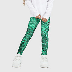 Леггинсы для девочки Бирюзовый аквамарин абстрактная текстура, цвет: 3D-принт — фото 2