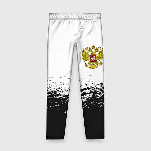 Детские легинсы Россия черно белые краски / 3D-принт – фото 1