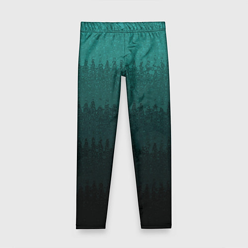 Детские легинсы Тёмный бирюзовый градиент текстурный полосы / 3D-принт – фото 1