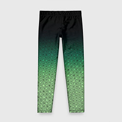 Леггинсы для девочки Чёрно-зелёный градиент с узором, цвет: 3D-принт
