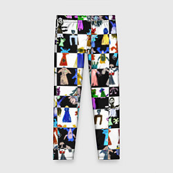 Леггинсы для девочки Монстрики на шахматном фоне, цвет: 3D-принт
