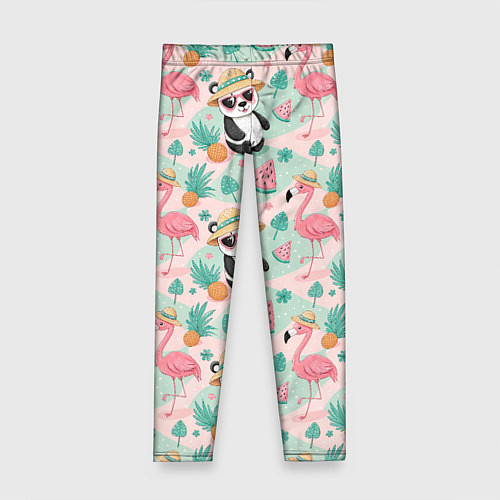 Детские легинсы Панда фламинго лето ананас / 3D-принт – фото 1