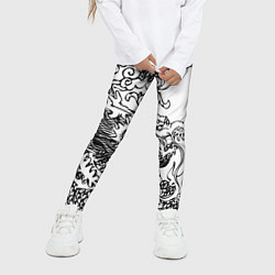 Леггинсы для девочки Татуировка дракона на белом, цвет: 3D-принт — фото 2