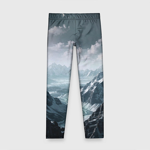 Детские легинсы Река горный пейзаж дымчатый синий / 3D-принт – фото 1