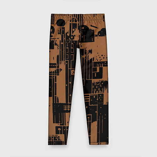 Детские легинсы Чёрно-коричневый абстракция геометричный / 3D-принт – фото 1