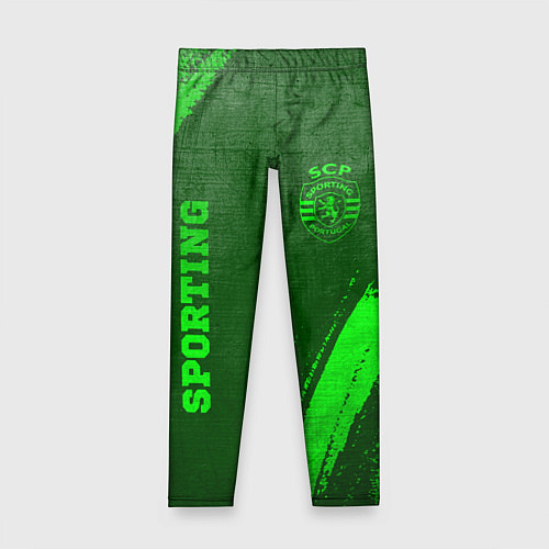 Детские легинсы Sporting - green gradient вертикально / 3D-принт – фото 1