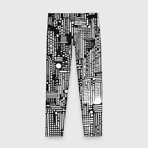 Детские легинсы Чёрно-белые абстракция точки полоски / 3D-принт – фото 1
