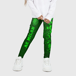 Леггинсы для девочки AC Milan - green gradient по-вертикали, цвет: 3D-принт — фото 2