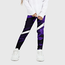 Леггинсы для девочки Color black purple line, цвет: 3D-принт — фото 2
