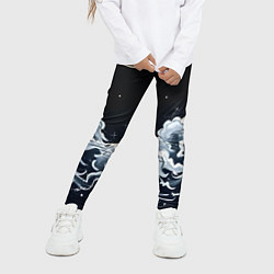 Леггинсы для девочки Японские волны и луна, цвет: 3D-принт — фото 2