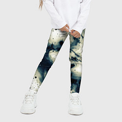 Леггинсы для девочки Бежевый и тёмно-синий космическая абстракция, цвет: 3D-принт — фото 2