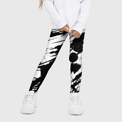 Леггинсы для девочки Брызги и штрихи черной краски, цвет: 3D-принт — фото 2